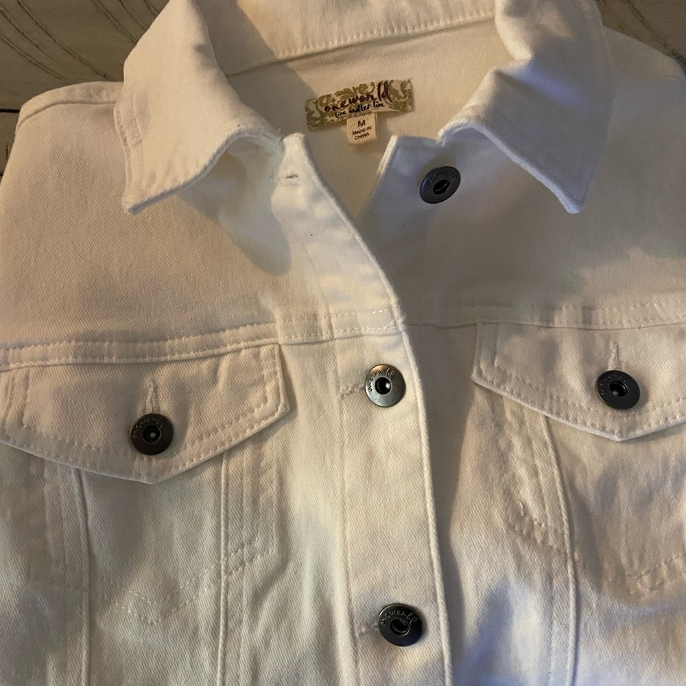 One World Denim Button Front Jacket White Size M New - Picture 4 of 14